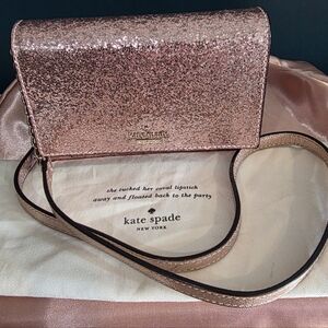 Kate Spade NWT STORYBOOK Rose Gold Glitter Crossbody Bag & Dustbag